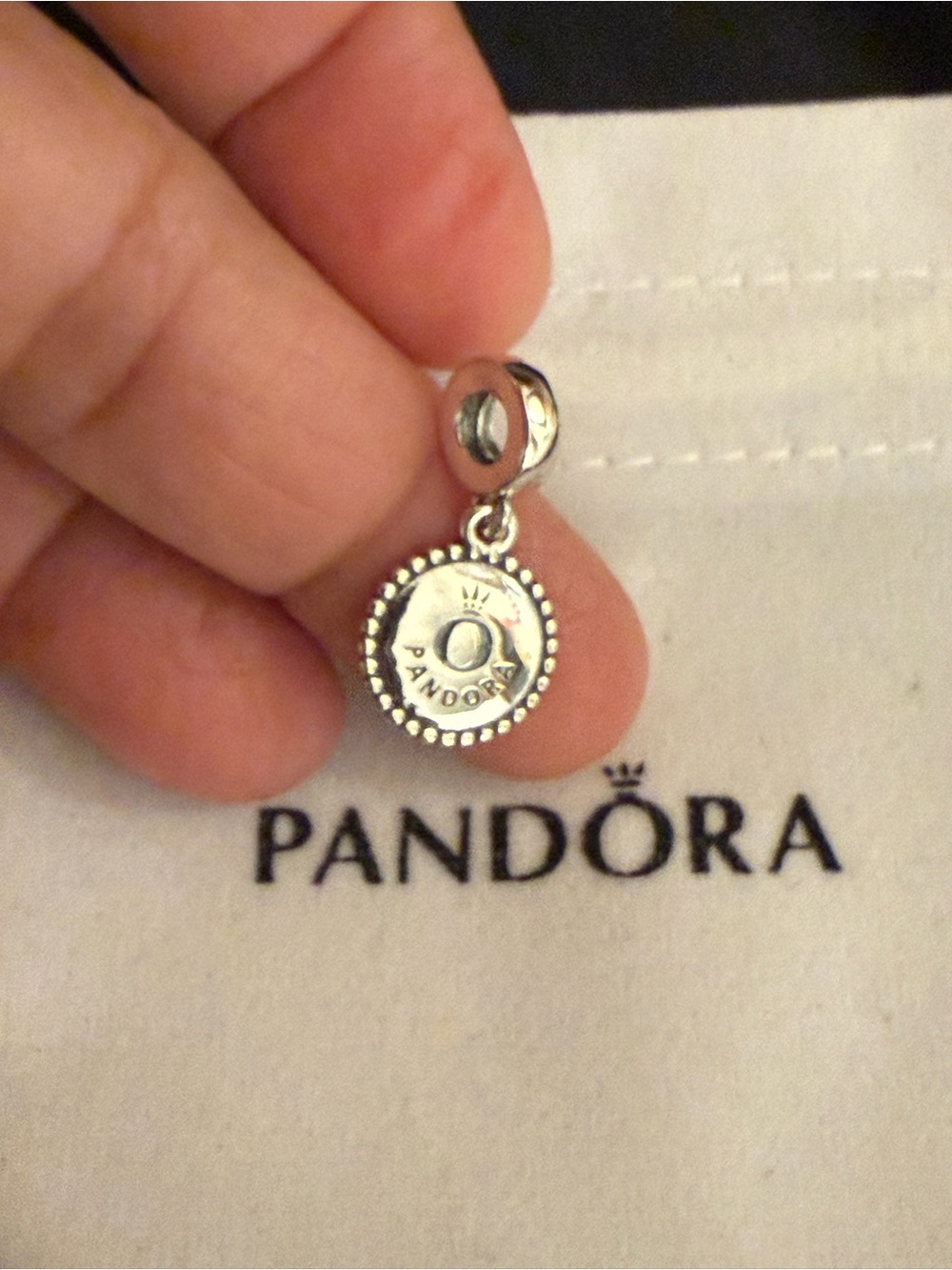 Pandora Silver Logo Disc Dangle Charm